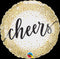 18" ROUND FOIL CHEERS GOLD GLITTER DOTS